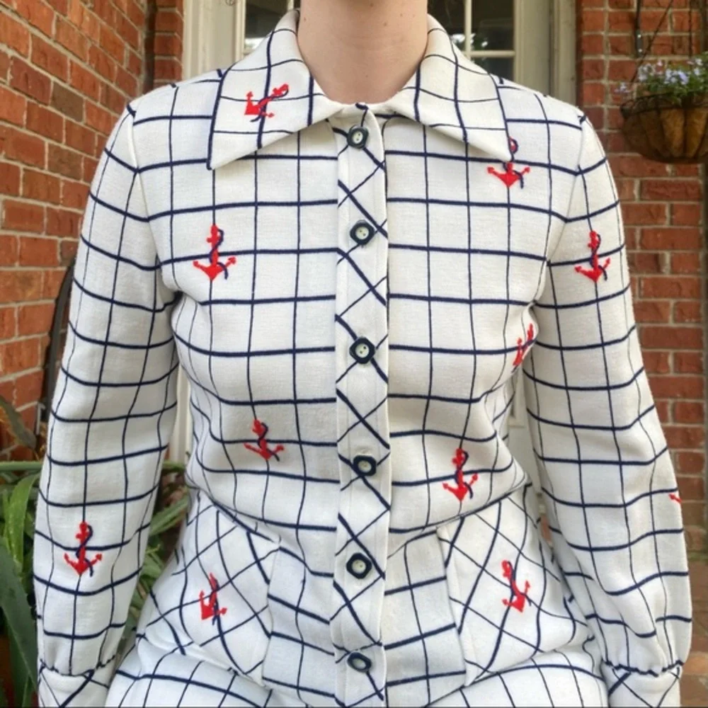Vintage 60s Nautical Embroidered Sweater Jacket - Picture 1 of 11